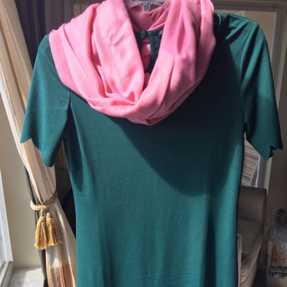 NWOT Green Dress with Scallop Trim/Super Cute! - Picture 3 of 5